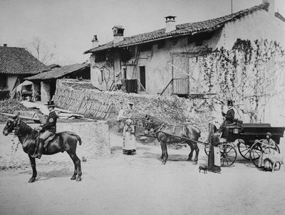 Ställe in der Villa Clara, mit der Kutsche der Königin, ca. 1870-80 von English Photographer